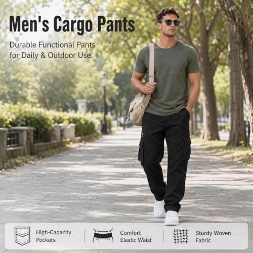 Jenck Hiking Walking Trousers Quick Dry Travel Cargo Pants with 7 Pockets (UK, Alpha, M, Regular, Regular, Black) — view 4