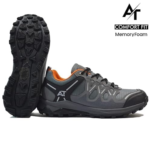 MENS MEMORY FOAM HIKING WALKING BOOTS ANKLE WINTER TREKKING TRAIL TRAINERS SHOES SIZE (GREY, UK Footwear Size System, Adult, Men, Numeric, Medium, 9) — view 3