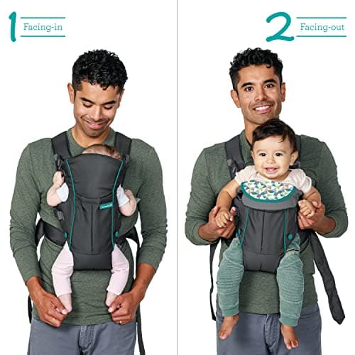 Infantino Swift Classic Baby Carrier, 2 Ways to Carry with Wonder Cover Bib, Adjustable Strap, Registry Essential, Baby Carrier for Newborn to Toddler 3,18-11,79kg, Gray — view 4