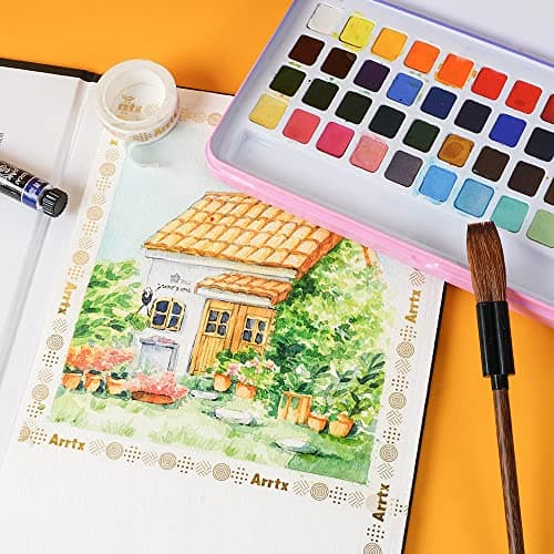 Paul Rubens MeiLiang Watercolor Paint Set, 48 Vivid Colors Incl 12 Metallic Glitter Solid Colors in Pocket Box and Watercolor Brush, Perfect as Art Gift, Suitable for Beginners, Professional — view 5