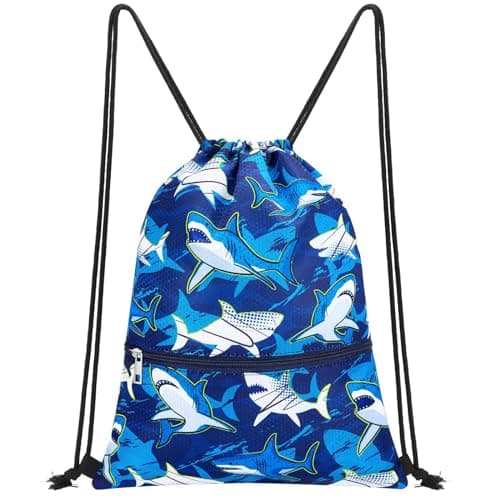 WAWSAM Kids Drawstring Gym Bag with Zippered Pocket String Backpack