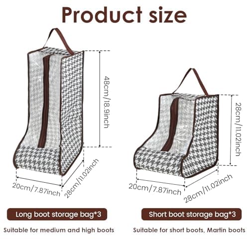 6 Pcs Boot Storage Bags, Portable Short Boots and Tall Boots Protector Bag, Waterproof Shoe Bag, Dustproof Transparent Shoes Organizers Cover for Packing Travel and Daily Use — view 4