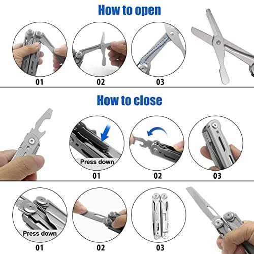 HONZIN Multitool Pliers 18-in-1 Stainless Steel Pocket Multi-Tool, Wire Cutters, Scissors, Screwdriver, Bottle and Can Openers, with Nylon Sheath, Camping, Outdoor, Repair — view 5