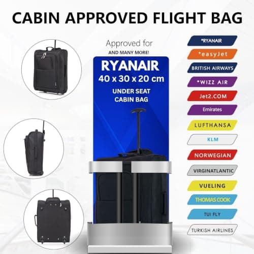 FLYMAX Ryanair 40x30x20 Carry on Suitcase Approved Underseat Cabin Bag Case Lightweight Hand Luggage 1.2g 24L — view 3