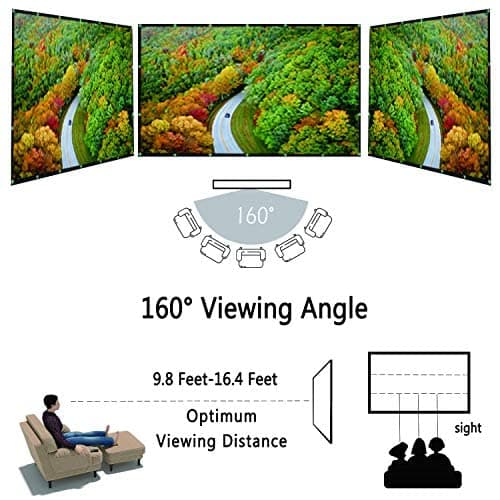 OWill Projector Screen 120 Inch 16:9 HD 4K, Portable Foldable Anti-Crease Movie Screen for Home Cinema Outdoor Garden Party, Support Double-Sided Projection & Easy Install with Hooks Ropes — view 2