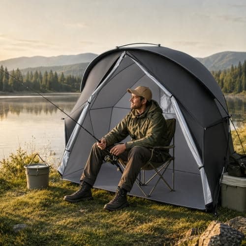 BREEZENEST Transparent Camping Tent, Portable Bubble Shelter with Zipper, Lightweight Outdoor Tent for Camping, Fishing & Cycling (Black) — view 2
