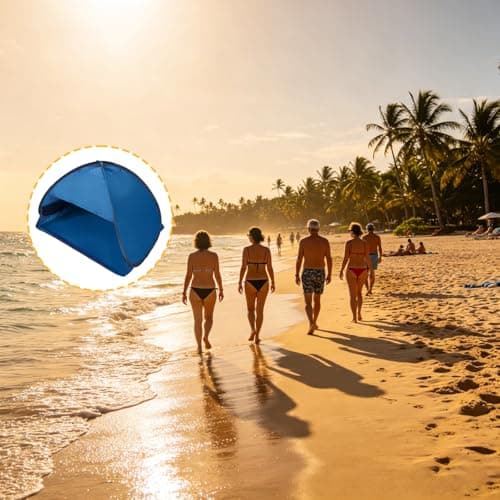 2-Piece Pop Up Mini Beach Tent Sun Shelter Set with Portable Storage Bag, Baby UV Protection and Dog Pet Sunshade, Headrest Shade for Beach, Foldable Instant Canopy Blue — view 5