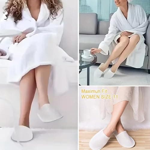Yunzhou1230 White Hotel Slippers Multipack,Non-Slip Disposable Slippers, Closed Toe for Spa, Party Guest and Travel (White 15 Pairs(UK 4-8)) — view 2