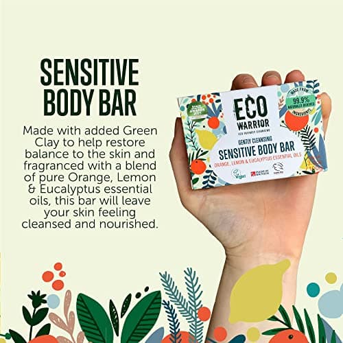 Eco Warrior Sensitive Body Soap Bar, Green Clay & Citrus Oils, Vegan, 100g — view 5