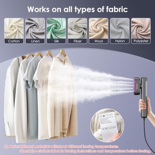 FEPPO Travel Steamer for Clothes, 110-240V Dual Voltage Handheld Clothes Steamer, 2in1 Portable Mini Steamer & Iron, 1100W Steamer Clothing, 15S Fast Heat Up, Garment Steamer for Global Travel & Home — view 6