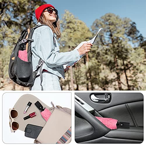 ZOMAKE Compact Umbrella Windproof,Travel Small Umbrella (46in-Pink) — view 5