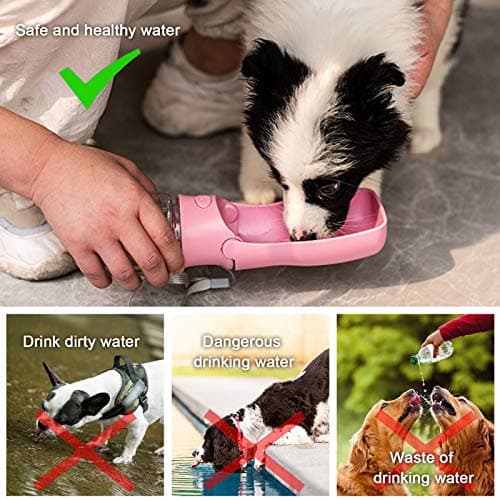 Canareen Foldable Travel Dog Water Bottle for Dog Cat Outdoor(350ml,Pink) — view 6