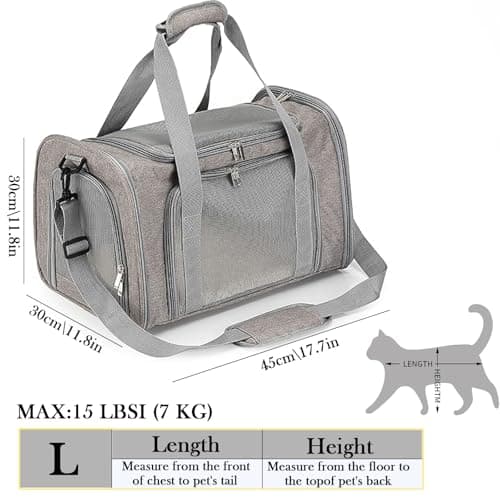 Soft Sided Cat Carrier, Pet Travel Bag, Collapsible Pet Carrier, Multi-Entry Design with Breathable Mesh & Padded Shoulder Strap for Cats/Dogs/Pets, up to 14.5 lbs (Grey) — view 2