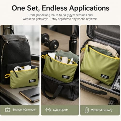 3pcs Lightweight Toiletry Bags for Travel, Travel Essentials Wash Bag Set — view 4