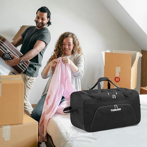 TUGUAN 110L Soft Luggage with Spinner Wheels, Foldable Large Rolling Travel Suitcase, Carry-On Check Luggage, 28'' Collapsible Wheeled Holdall for House Moving, Storage Duffle, Black — view 2