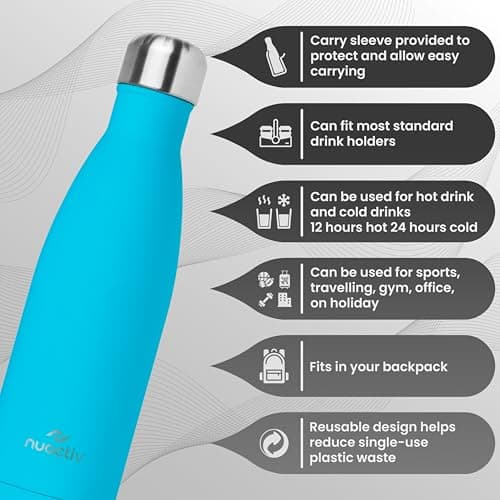 Nuactiv Stainless Steel Water Bottle 500ml Vacuum Insulated Metal Flask — view 4
