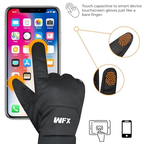 WFX Ski Gloves for Men & Women, Anti-Slip Touchscreen Water Resistant Winter Snow Gloves with Thermal Insulation, Windproof Snowboarding Gloves for Skiing, Hiking, Ice Fishing & Outdoor Sports (Black) — view 3