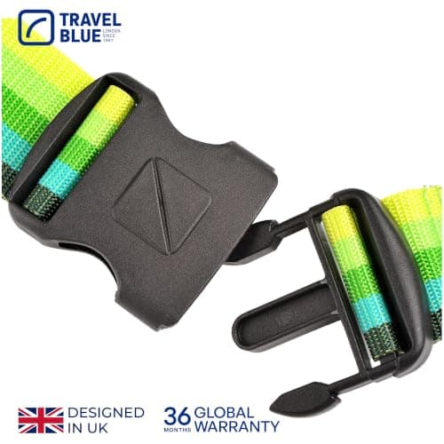 Travel Blue Luggage Straps - Multicolour Suitcase Straps for Easy Recognition - 80" x 2" Durable Polypropylene with Nylon Buckle, Integral Address Label - Secure Luggage Straps for Suitcases — view 4