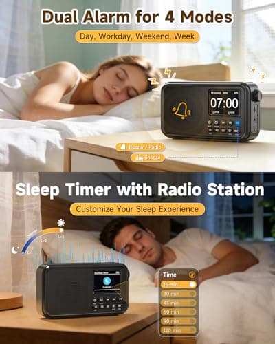 Roxicosly DAB Radio Portable with Bluetooth, 3000mAh Rechargeable Battery — view 6