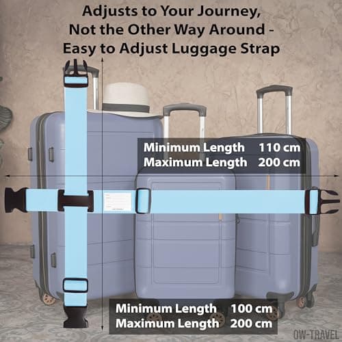 OW-Travel Personalised Cross Luggage Straps for Suitcases, Blue, 1 Pack — view 4