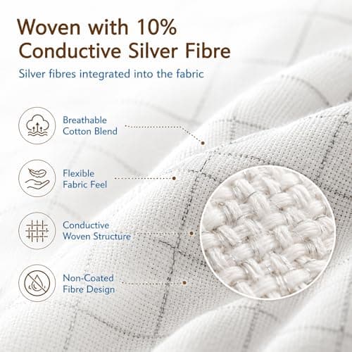 Grounding Bed Sheet 68×132 cm | Earthing Sheet with 10% Premium Silver Fibre & Soft Cotton | Grounding Mat for Bed with UK Plug & Grounding Cable | Grounding Sheets UK — view 2