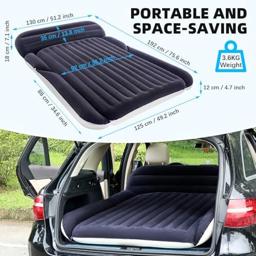 KMZ SUV Air Mattress with 2 Pillows – Thickened and Flocked Car Bed — view 6