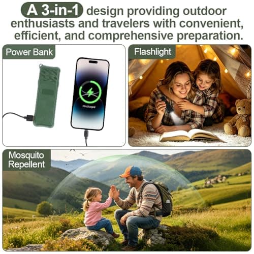 AOOWU 3-in-1 Electric Mosquito Repellent with 20PCS tablets, Portable Mosquito Repeller, Double-Sided Insect Repellent with Camping Lantern & Power Bank Function, for Outdoors, Camping, Backpacker — view 5