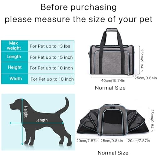 MIZAZBOX Expandable Pet Carrier, Airline Approved Pet Carrier, Pet Backpack Carrier for Dog, Cat, Puppy, Kittens Travel Friendly with comfortable fleece bed — view 3