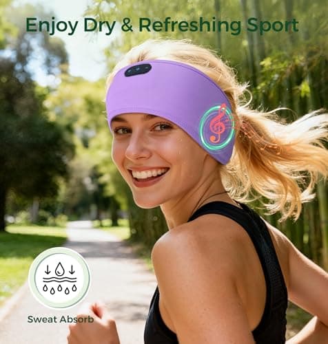 MUSICOZY Sleep Headphones Breathable Bamboo Cotton Headband Headphones — view 3