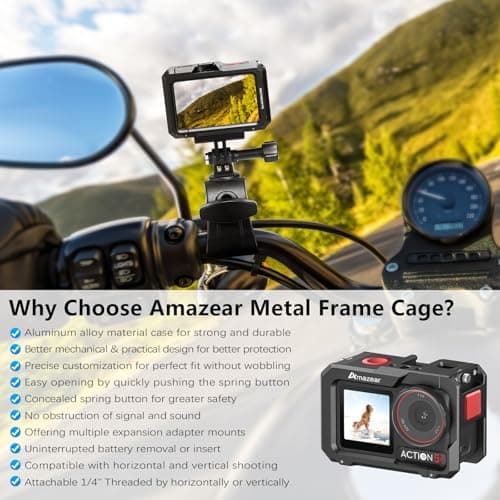 AMAZEAR Metal Cage for DJI Osmo Action 3/4/5 Pro Accessories, Black — view 6