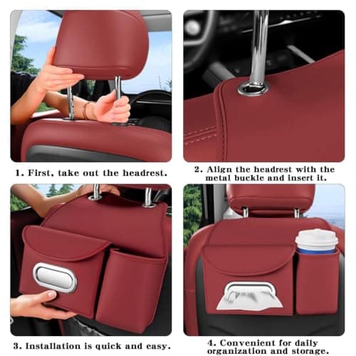 Back Seat Organizer with Tissue Box Cup Holder Headrest Storage — view 4