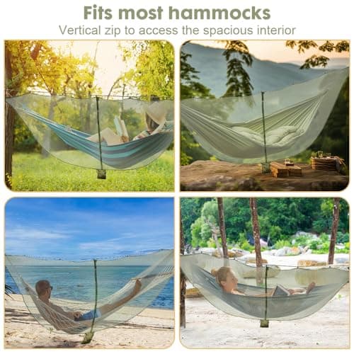 Casenly Fly Net Hammock, Hammock Mosquito Net Ultralight Portable Mesh Hammock Netting for 360 Degree Protection Dual Sided Diagonal Zipper for Easy Access for Backpacking Camping Hiking Travel — view 3