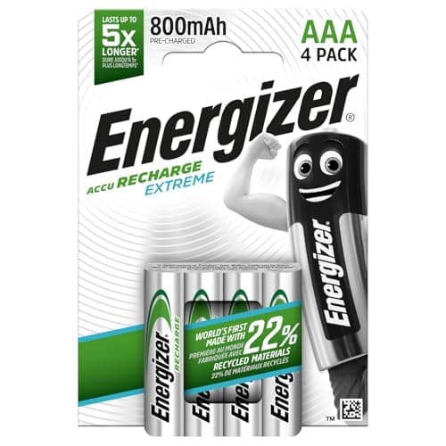 Energizer Recharge Extreme Rechargeable AAA Batteries (4 Pack) 800 mAh