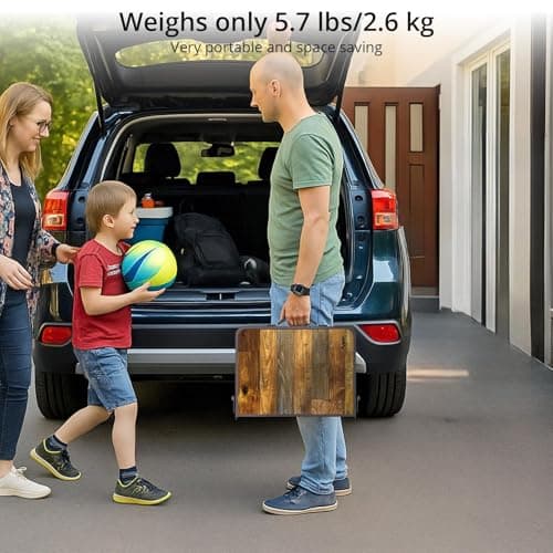 Anbte 2ft Camping Table Foldable with Storage Net, 3 Adjustable Heights 27.5" Aluminum Small Portable Table With Carrying Handle, For Outdoor Indoor Picnic Beach Party Travel, 24" X 16", Brown — view 6