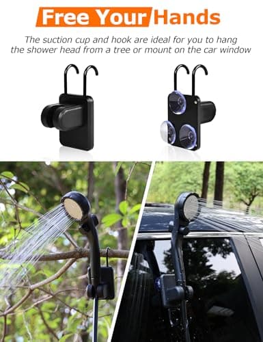 innhom Portable Camping Shower, 6000mAh Rechargeable Camp Shower Pump with LED Display, IPX7 Waterproof & 2 Spray Modes Electric Outdoor Shower for Hiking, Travel, Pet Bathing and Car Washing, Gray — view 5