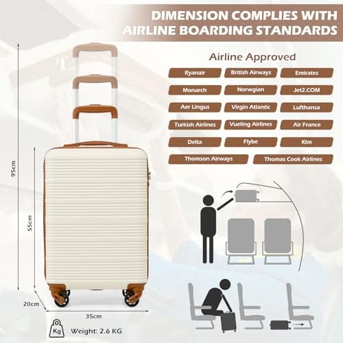 COOLIFE Cabin Suitcase 55x35x20cm for Ryanair, Carry On Suitcase — view 2
