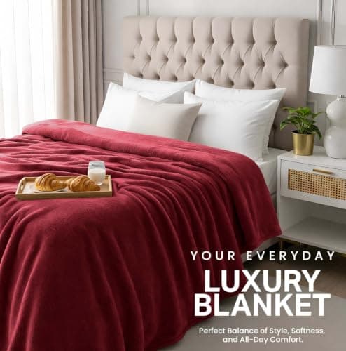 IR Imperial Rooms Fleece Blanket Throw Burgundy, Twin/Double 150X200 Cm — view 4