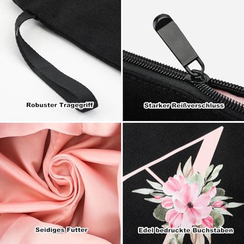 Vavabox 2Pcs Initial Toiletry Bags Set Birthday Gifts for Women (A, Black) — view 3