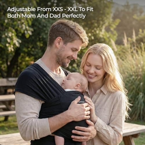 Momcozy Baby Wrap Carrier for 3.6-15kg, Adjustable Sling for Newborn, Black — view 6