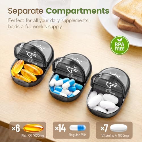 Serfeymi Weekly Pill Boxes Organiser 7 Day 2 Times a Day Tablet Organiser — view 4