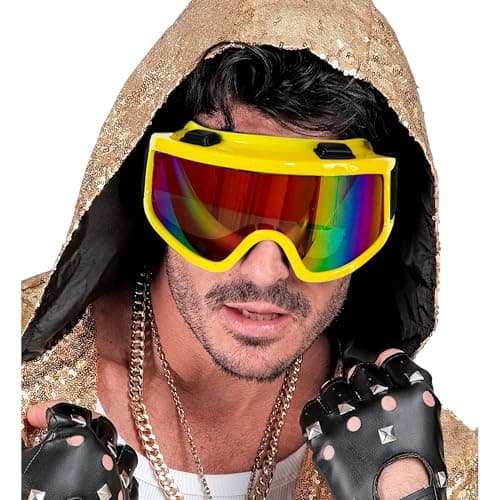 W WIDMANN MILANO Party Fashion - Ski Goggles Snowboard Goggles Yellow Accessory for 80s Fancy Dress Costumes — view 3