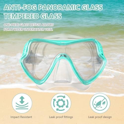 AOOSA Snorkel Set Adults, Anti-Fog Tempered Glass Snorkeling Gear — view 4