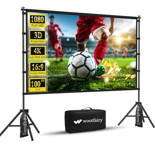 Wootfairy 100Inch Projector Screen with Stand, Portable and Foldable Screen
