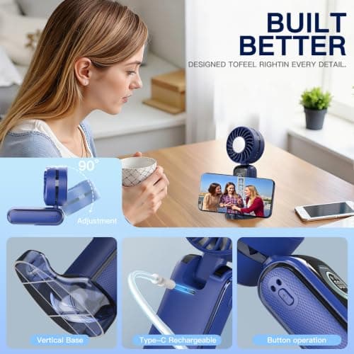 RaMokey Handheld Fan with Ice Cooler, Portable USB Rechargeable Fans — view 4