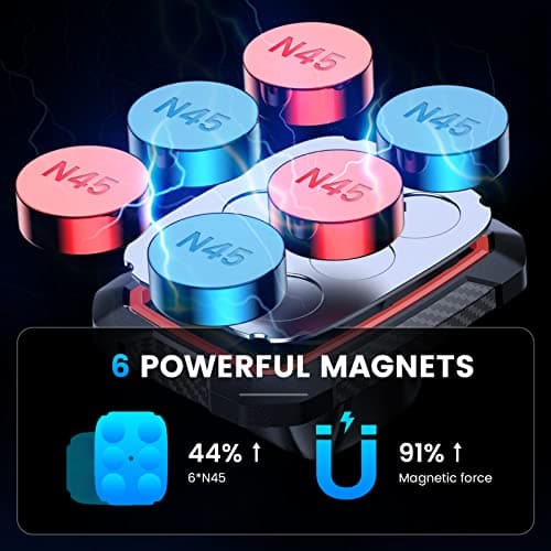 APPS2Car Magnetic Car Phone Holder Air Vent Mount – Universal Phone Holder for Car, Strong Magnet Grip, 360° Rotation, Secure Hook Clip, Compatible with iPhone, smartphones – Black — view 4
