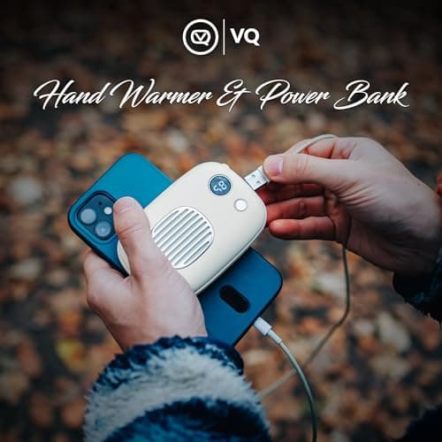 VQ Rechargeable 10,000mAh Power Bank Hand Warmer, Mobile Phone Portable Charger & Pocket Heater, Powerbank Electric HandWarmer Battery Pack for Indoor, Outdoor Sports, Camping - Cream — view 3