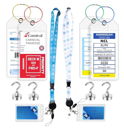 2026 Cruise Essentials Kit,4 Cruise Luggage Tag Holder,2 Detachable Lanyard