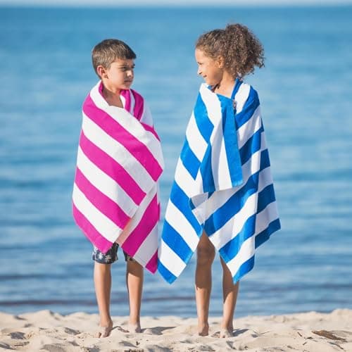 GEEZY Microfibre Beach Towel, Pink Striped - Quick Drying, Lightweight, Sand-Free, Large & Durable, Summer Design - Beach Essentials for Travel, Holiday, Swimming, Sauna, Adults & Kids, 70x140cm — view 6