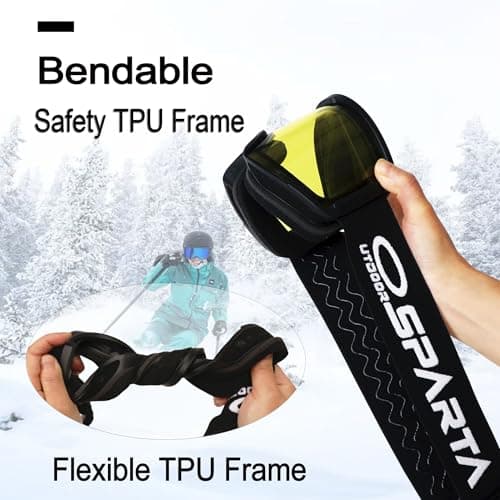 OUTDOORSPARTA Adult ski goggles (7. Black Frame, Yellow Lens) — view 4