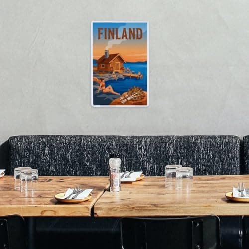 Finland Sauna Ice Lake Travel Winter Arctic Metal Tin Sign — view 5